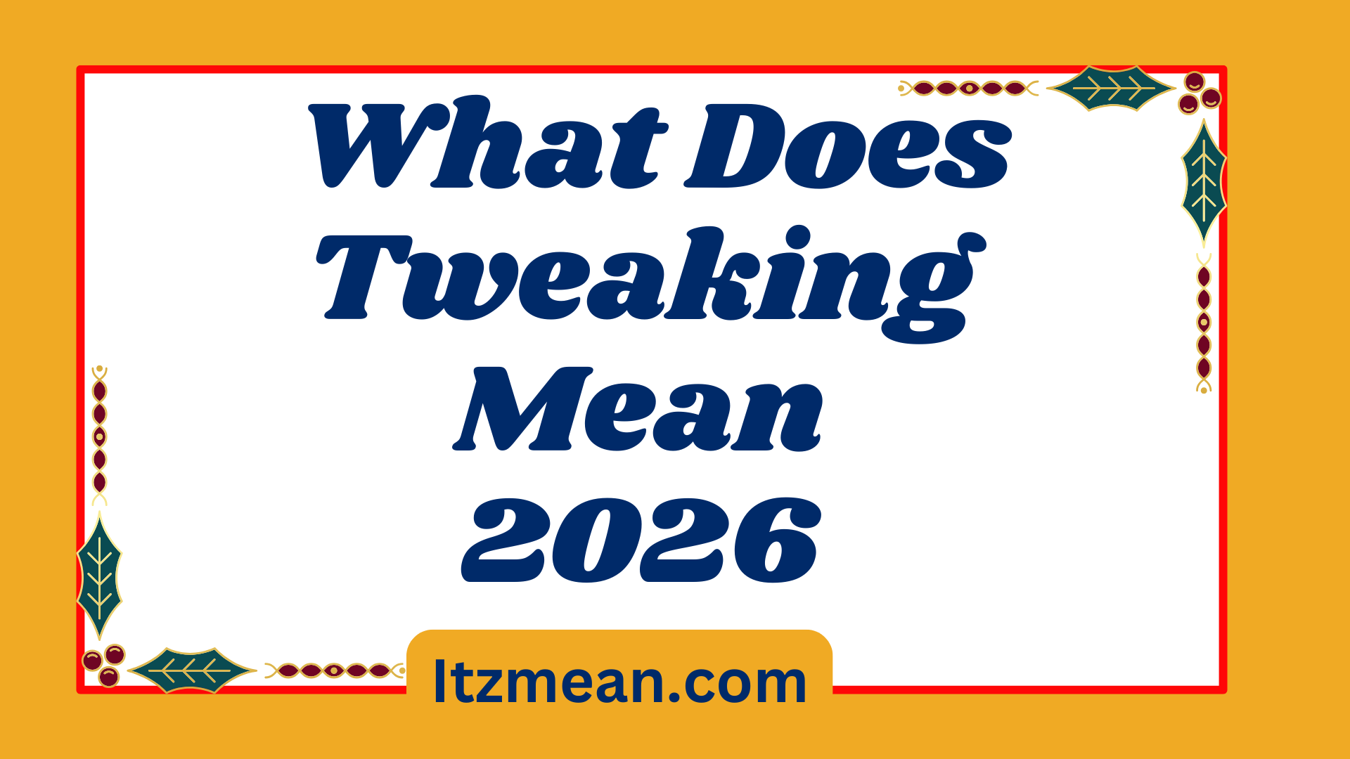 What Does Tweaking Mean